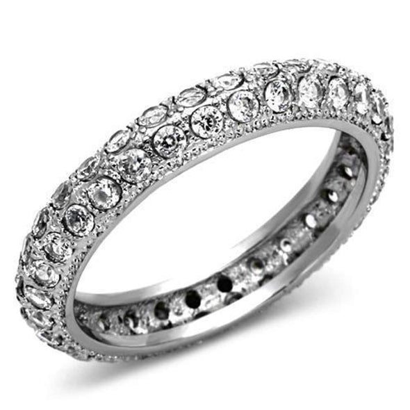 WildKlass Stainless Steel Eternity Ring High Polished (no Plating) Women AAA Grade CZ Clear-WildKlass Jewelry