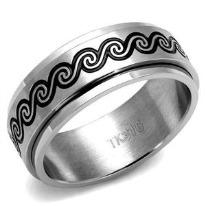 WildKlass Stainless Steel Ring High Polished Men Epoxy Jet-WildKlass Jewelry