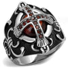 WildKlass Stainless Steel Ring High Polished Men AAA Grade CZ Garnet-WildKlass Jewelry
