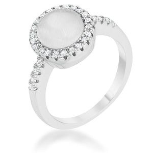 WildKlass 0.3ct CZ White Cat's Eye Rhodium Plated Classic Ring-WildKlass Jewelry