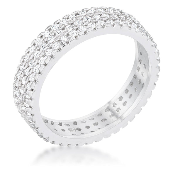 WildKlass 1.3ct CZ Rhodium Plated Classic Band Ring-WildKlass Jewelry
