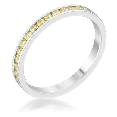 WildKlass 0.5ct Jonquil CZ Stainless Steel Eternity Band-WildKlass Jewelry