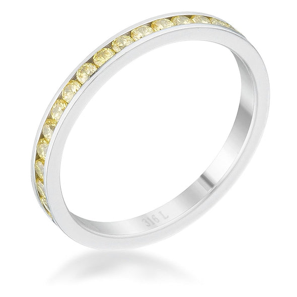 WildKlass 0.5ct Jonquil CZ Stainless Steel Eternity Band-WildKlass Jewelry