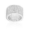 WildKlass Rhodium Plated Finishd Wide Pave Cubic Zirconia Ring-WildKlass Jewelry
