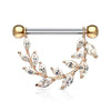 WildKlass Marquise CZ Vine 316L Surgical Steel Barbell Nipple Rings-WildKlass Jewelry