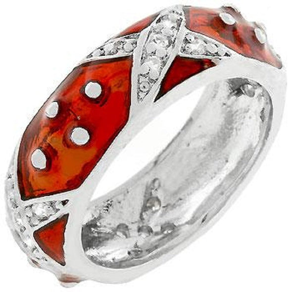 WildKlass Marbled Ruby Red Enamel Ring-WildKlass Jewelry