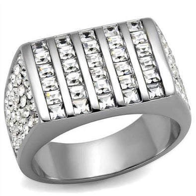 WildKlass Stainless Steel Ring High Polished (no Plating) Men Top Grade Crystal Clear-WildKlass Jewelry