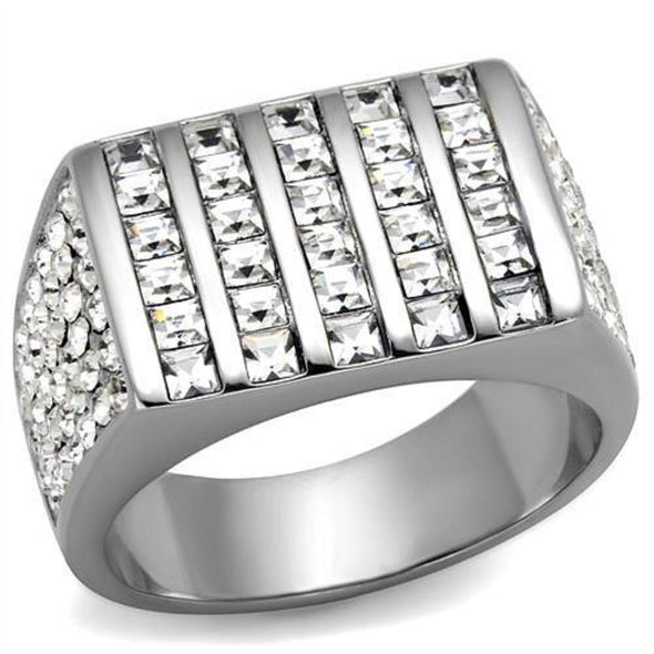 WildKlass Stainless Steel Ring High Polished (no Plating) Men Top Grade Crystal Clear-WildKlass Jewelry