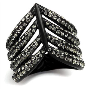 WildKlass Stainless Steel Ring IP Black Women Top Grade Crystal Black Diamond-WildKlass Jewelry