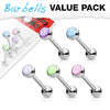 WILDKLASS 5 Pcs Value Pack Illuminating Stone Set 316L Surgical Steel Barbells-WildKlass Jewelry