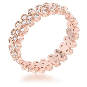 WildKlass 1ct CZ Rose Gold Textured Bezel Set Eternity Ring-WildKlass Jewelry