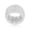 WildKlass Wide Pave Cubic Zirconia Silvertone Band Ring-WildKlass Jewelry