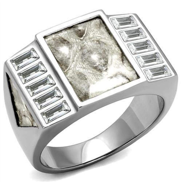 WildKlass Stainless Steel Ring No Plating Men AAA Grade CZ Clear-WildKlass Jewelry