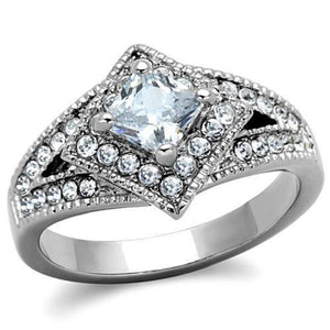 WildKlass Stainless Steel Ring High Polished (no Plating) Women AAA Grade CZ Clear-WildKlass Jewelry