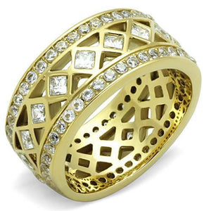 WildKlass Stainless Steel Ring IP Gold Women AAA Grade CZ Clear-WildKlass Jewelry