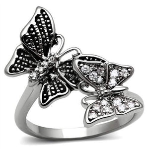 WildKlass Stainless Steel Ring High Polished Women AAA Grade CZ Clear-WildKlass Jewelry