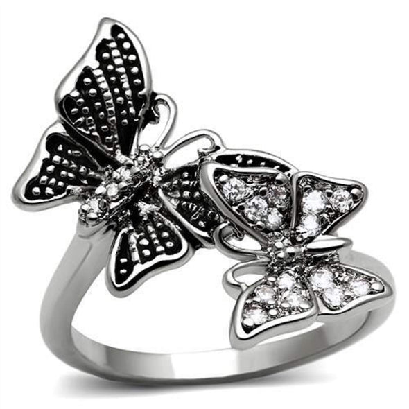 WildKlass Stainless Steel Ring High Polished Women AAA Grade CZ Clear-WildKlass Jewelry