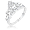 WildKlass Aurora 0.34ct CZ Rhodium Plated Heart Crown Ring-WildKlass Jewelry
