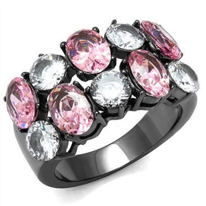 WildKlass Stainless Steel Ring IP Light Black (IP Gun) Women AAA Grade CZ Rose-WildKlass Jewelry