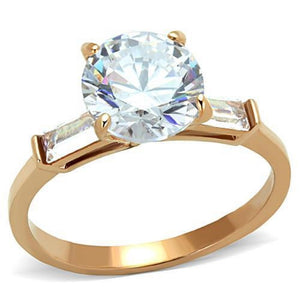 WildKlass Stainless Steel Ring IP Rose Gold Women AAA Grade CZ Clear-WildKlass Jewelry