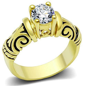 WildKlass Stainless Steel Celtic Ring IP Gold Women AAA Grade CZ Clear-WildKlass Jewelry