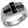 WildKlass Stainless Steel Ring High Polished Men Semi-Precious Jet-WildKlass Jewelry