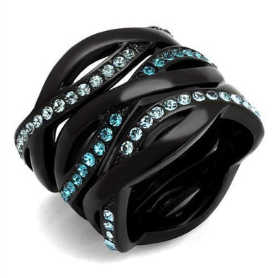 WildKlass Stainless Steel Ring IP Women Top Grade Crystal Sea Blue-WildKlass Jewelry