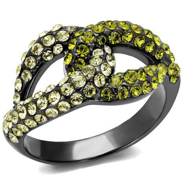 WildKlass Stainless Steel Ring IP Light Black (IP Gun) Women Top Grade Crystal Multi Color-WildKlass Jewelry