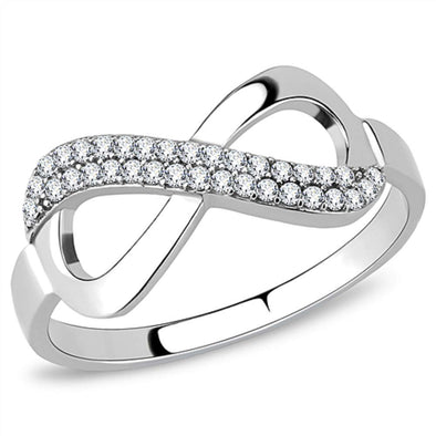 WildKlass Stainless Steel Ring High Polished Women AAA Grade CZ Clear-WildKlass Jewelry
