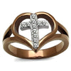 WildKlass Stainless Steel Ring Two Tone IP Light Brown (IP Light Coffee) Women Top Grade Crystal Clear-WildKlass Jewelry