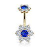7 CZ Flower with Internally Threaded CZ Flower Top 316L Surgical Steel WildKlass Belly Button Navel Rings-WildKlass Jewelry