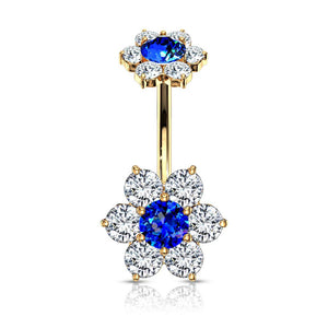 7 CZ Flower with Internally Threaded CZ Flower Top 316L Surgical Steel WildKlass Belly Button Navel Rings-WildKlass Jewelry