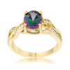 WildKlass 2ct Mystic CZ 14k Gold Plated Classic Oval Ring-WildKlass Jewelry
