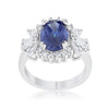 WildKlass 4.2ct Tanzanite CZ Rhodium Plated Classic Ring-WildKlass Jewelry