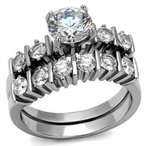WildKlass Stainless Steel Ring High Polished Women AAA Grade CZ Clear-WildKlass Jewelry