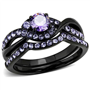 WildKlass Stainless Steel Ring IP Women AAA Grade CZ Amethyst-WildKlass Jewelry