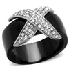 WildKlass Stainless Steel Ring Two-Tone IP Black Men Top Grade Crystal Clear-WildKlass Jewelry