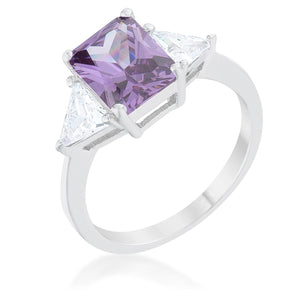 WildKlass Classic Amethyst Rhodium Plated Engagement Ring-WildKlass Jewelry