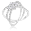 WildKlass Rhodium Plated 0.8ct CZ Delicate Triple Wrap Ring-WildKlass Jewelry