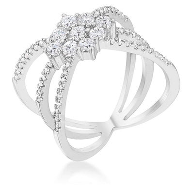 WildKlass Rhodium Plated 0.8ct CZ Delicate Triple Wrap Ring-WildKlass Jewelry