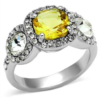 WildKlass Brass Ring Rhodium Women Synthetic Citrine Yellow-WildKlass Jewelry