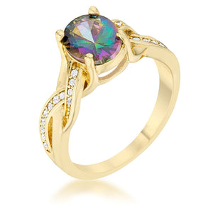 WildKlass 2ct Mystic CZ 14k Gold Plated Classic Oval Ring-WildKlass Jewelry