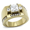 WildKlass Stainless Steel Ring IP GoldMen AAA Grade CZ Clear-WildKlass Jewelry