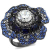 WildKlass Stainless Steel Ring IP Light Black (IP Gun) Women AAA Grade CZ Clear-WildKlass Jewelry