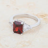 WildKlass Classic Garnet Rhodium Plated Engagement Ring-WildKlass Jewelry