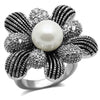 WildKlass Stainless Steel Ring High Polished Women Synthetic White-WildKlass Jewelry