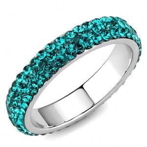 WildKlass Stainless Steel Ring High Polished Women Top Grade Crystal Blue Zircon-WildKlass Jewelry