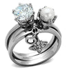 WildKlass Stainless Steel Charm Ring High Polished (no Plating) Women AAA Grade CZ Clear-WildKlass Jewelry