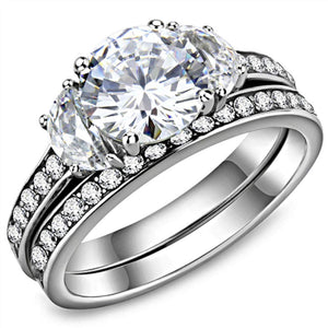 WildKlass Stainless Steel Ring High Polished Women AAA Grade CZ Clear-WildKlass Jewelry
