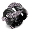 WildKlass Stainless Steel Ring IP Black Women Top Grade Crystal Light Amethyst-WildKlass Jewelry
